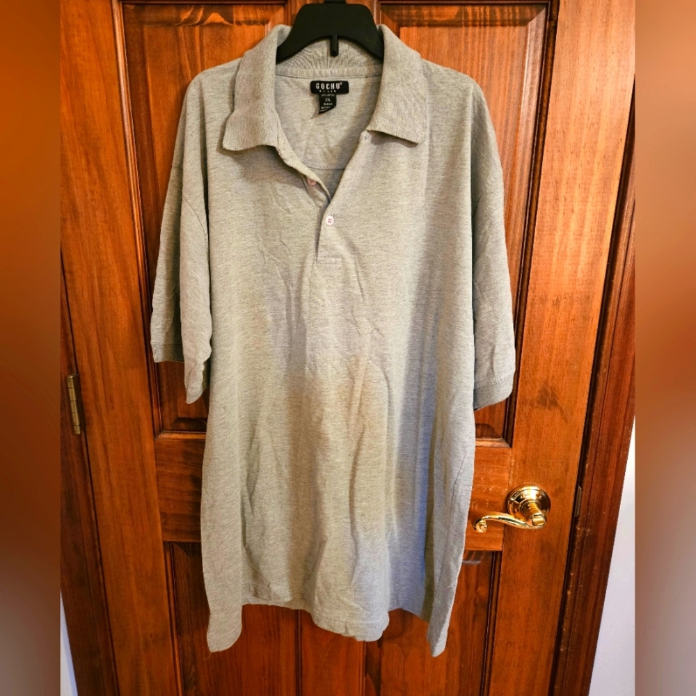 Gray Cotton Short Sleeve Polo